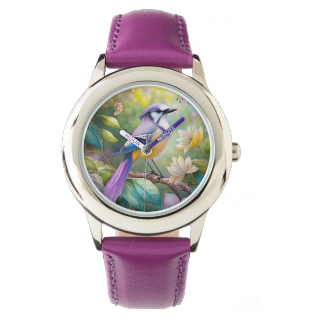 Montre Oiseau fantastique Geai à touffe violette (devant)