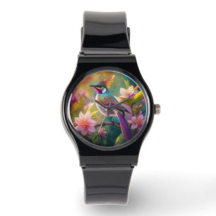 Montre Oiseau Fantastique Geai Arc-en-ciel à Crête Orange