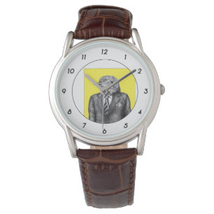 Montre Oiseau mort en costume noir (jaune rétro) M3