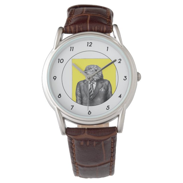 Montre Oiseau mort en costume noir (jaune rétro) M3 (devant)