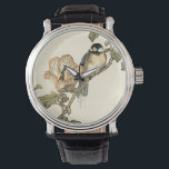Montre Oiseau oriental perché sur la branche<br><div class="desc">Cette impression d'art présente une image vif et pointue d'un oiseau oriental perché sur une branche. En dessous, il y a une fleur orange avec un haut degré de précision de couleur. Ce dessin d'art contemporain d'un art traditionnel d'inspiration orientale ajoutera du caractère à tout mur de votre maison.</div>