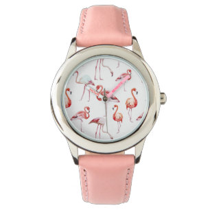 Montre Oiseau tropical de motif blanc de flamant