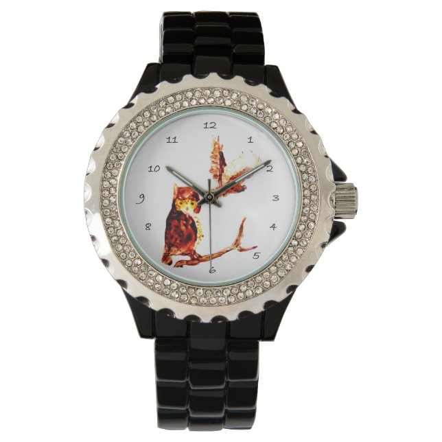 Montre Oiseaux Art Brown Chouette Tawny (devant)