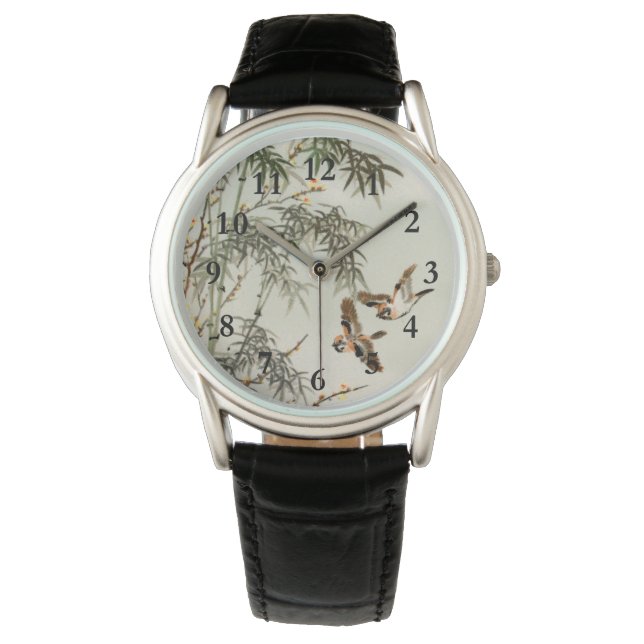 Montre Oiseaux Bambou Asiatique Japonais Vintage (devant)