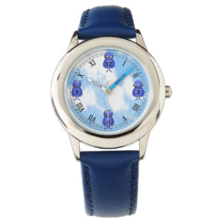 Montre Oiseaux bleus chiffres arabes romains