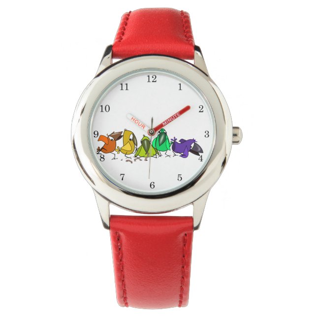 Montre Oiseaux colorés amusants (devant)