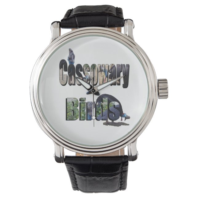 Montre Oiseaux De Cassothérapie Logo Avec Cassowarys, (devant)