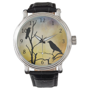 Montre Oiseaux de corneille sur oiseau d'arbre 95 orange