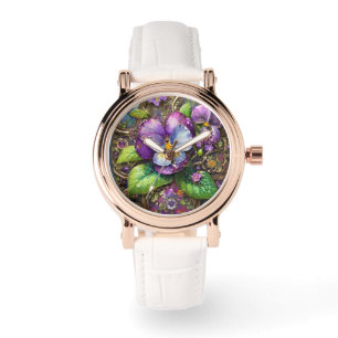 Montre Oiseaux en fleurs Pied violets Fleur sauvage Oeuf