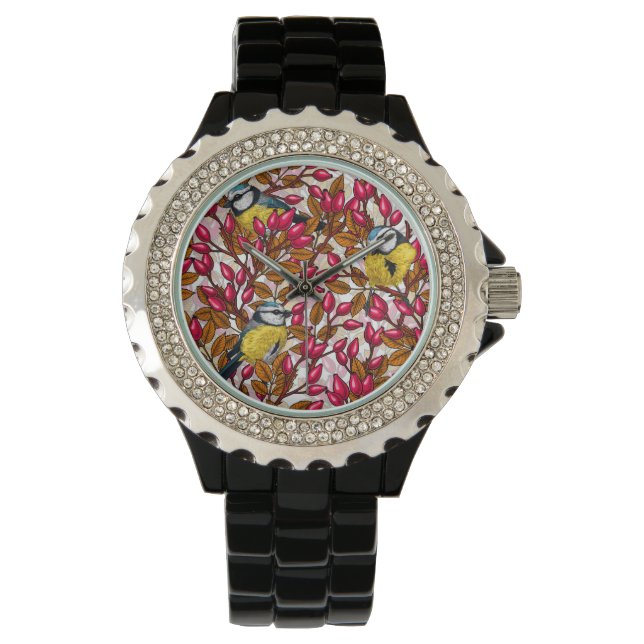 Montre Oiseaux et hanches roses de chien (devant)
