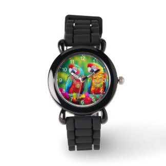 Montre Oiseaux Macaw Colorés Sur La Branche-67859
