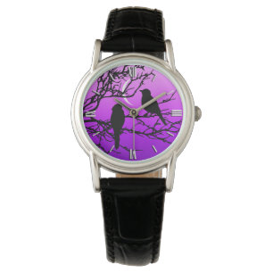 Montre Oiseaux sur une branche, Noir contre le crépuscule