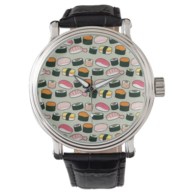 Montre Oishii Sushi Illustrations Motif (Gris) (devant)