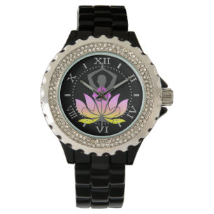 Montre OM Namaste Spirituelle Lotus Fleur Yoga Pose Dial
