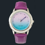 Montre Ombre Parties scintillant rose et turquoise<br><div class="desc">Ce design de montre est doté d'une texture de parties scintillant rose et turquoise, ombragée de chiffres noirs, et est parfait pour un enfant.</div>