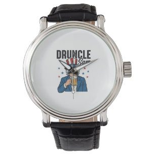 Montre Oncle Sam drôle de conception vectorielle de bière