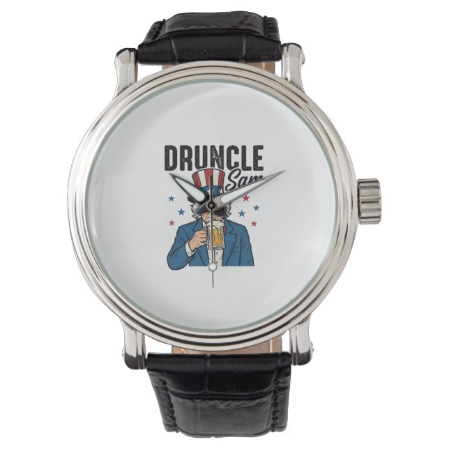 Montre Oncle Sam drôle de conception vectorielle de bière (devant)