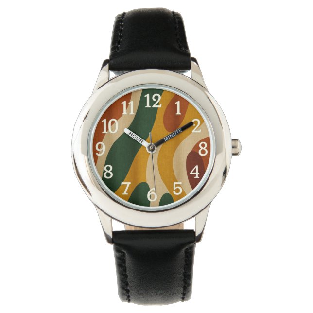 Montre Ondes Rétro dans des Tons de Terre (devant)