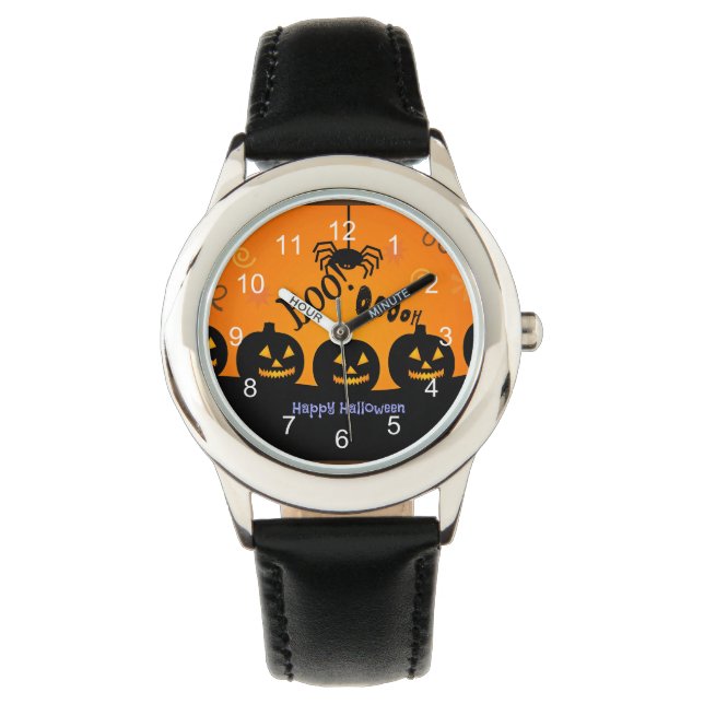 Montre Oooh ! Joyeux Halloween en orange et noir (devant)