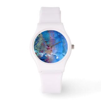 Montre opale bleu arc-en-ciel