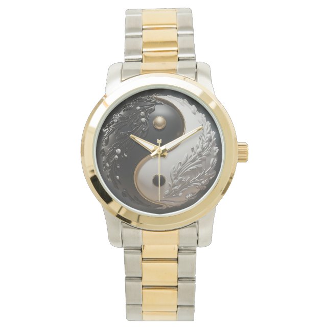 Montre Or Blanc et Yin Yang Noir (devant)