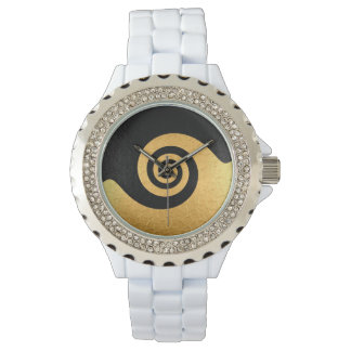 Montre Or brillant métal en acier radial 3