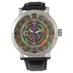 Montre Or coloré encadré Sri Yantra Sri Chakra