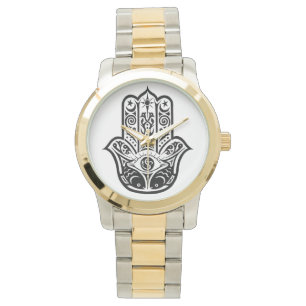 montre or et argent ton, hamsa, fatima