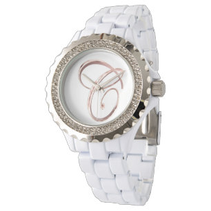 Montre Or rose de monogramme de Faux élégant de