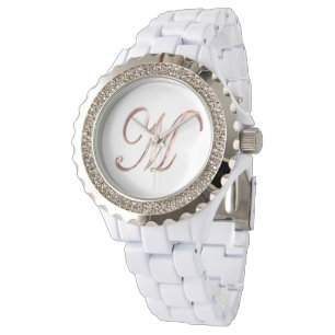 Montre Or rose élégant du monogramme M