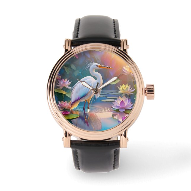Montre Orange Billed White Heron Imaginaire Bird (Recto)