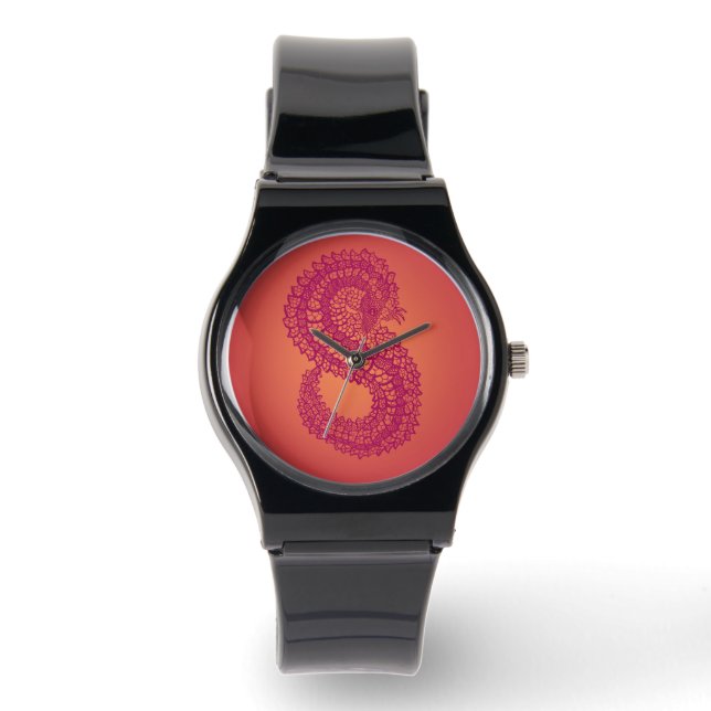 Montre orange design pangolin (Recto)