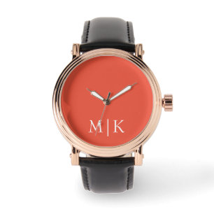 Montre Orange et blanc Monogramme moderne