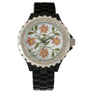 MONTRE ORANGE FLEURS