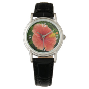 Montre Orange Hibiscus Fleur Tropical Floral