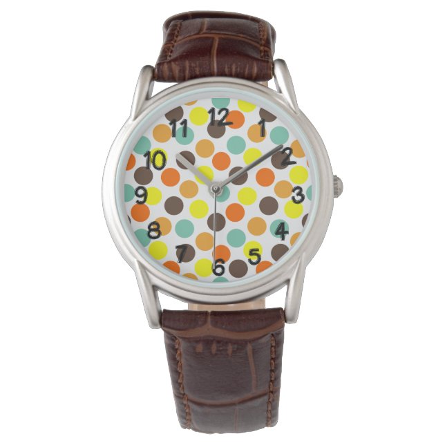 Montre Orange, Jaune, Brown, Points Bleus (devant)
