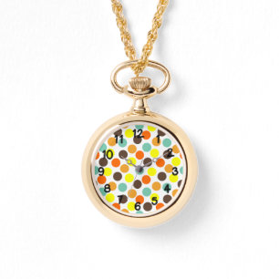 Montre Orange, Jaune, Brown, Points Bleus