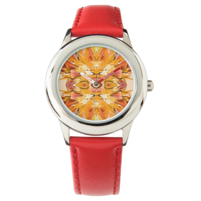 Montre ORANGE PLANTE - Digital Fractal Art - (devant)