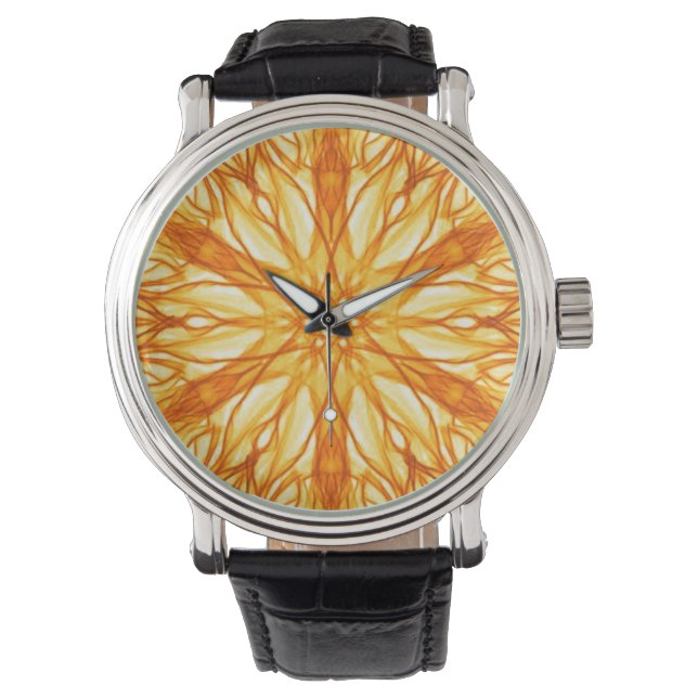 Montre Orange tendance, Fractal Jaune (devant)