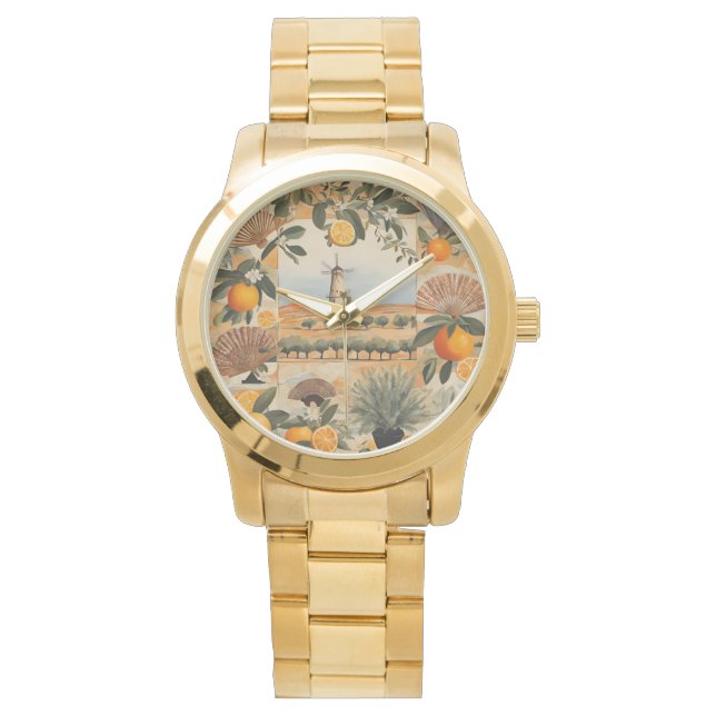 Montre Oranges espagnoles, éventails et moulin à vent, ar (devant)