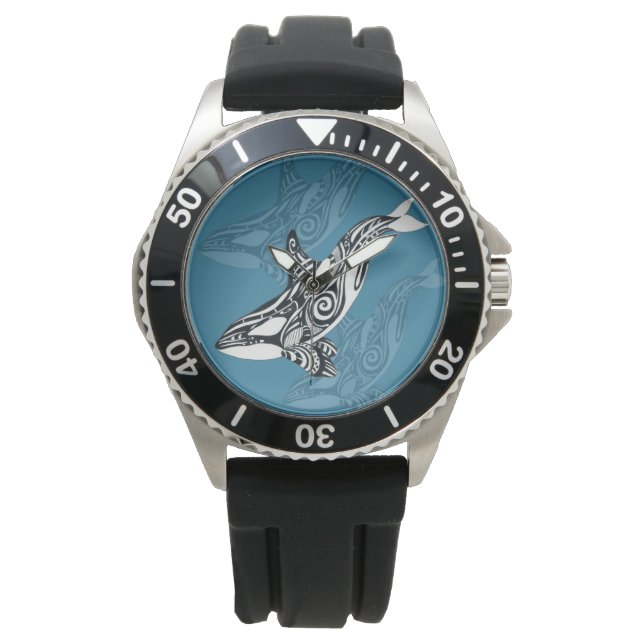 Montre Orca Killer Whale Tlingit Indigo encre bleue (devant)