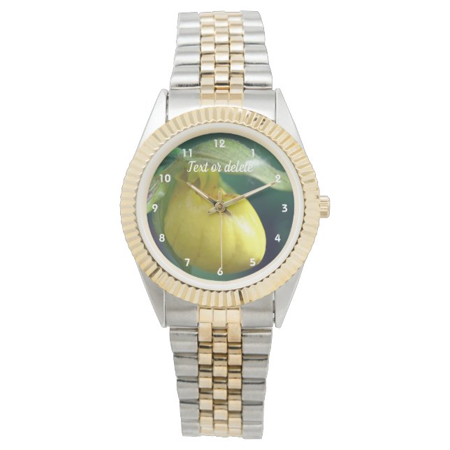 Montre Orchidée à glisse jaune personnalisée   (devant)