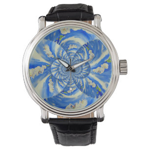 Montre Orchidée Aquarelle peinture, brise, Nuages Mandala