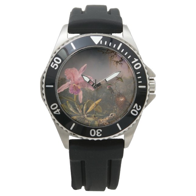 Montre Orchidée Cattleya et trois colibris (Heade) (devant)