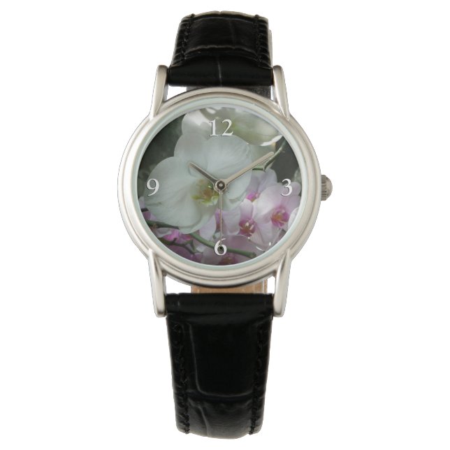 Montre Orchidées blanches et violettes (devant)