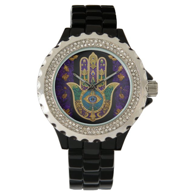 Montre Ornate Gold Troisième Oeil Hamsa (devant)
