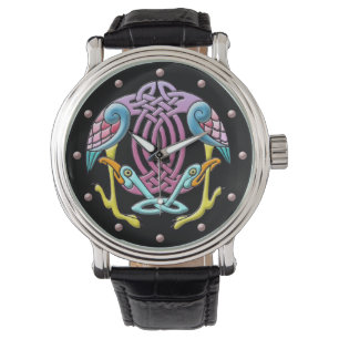 Montre Ornement noué par oiseaux celtiques colorés
