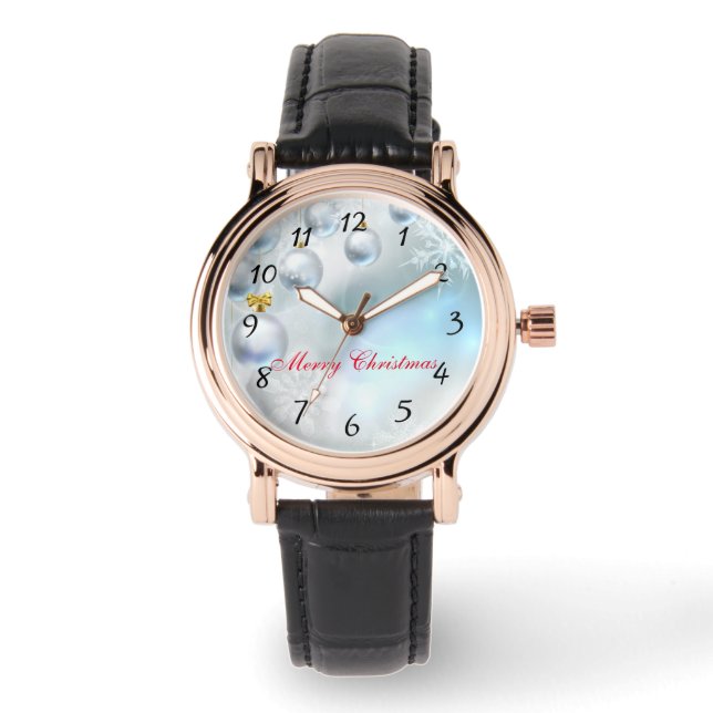 Montre ornements de Noël et flocons de neige (Recto)