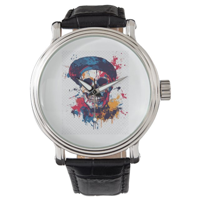 Montre Os créatifs � Crâne d'artiste drôle (devant)
