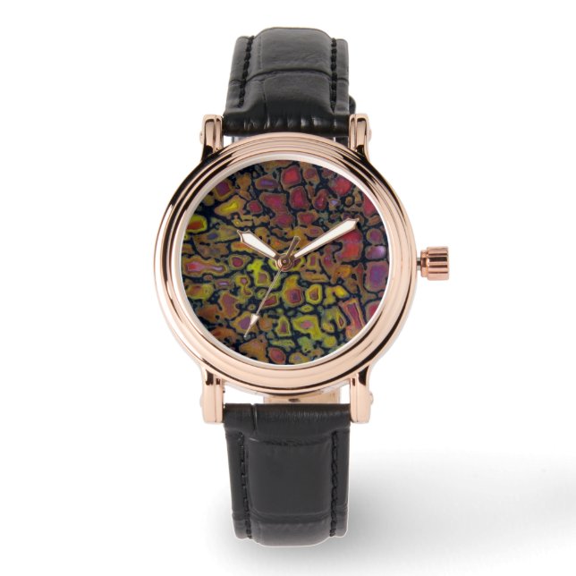 Montre Os de dinosaure pétrifié arc-en-ciel (Recto)